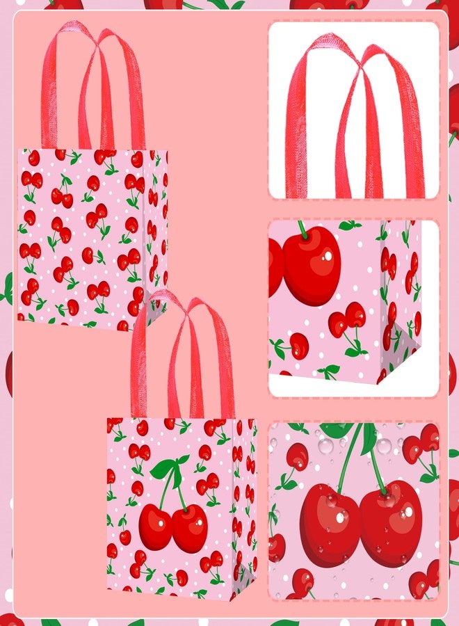 اوموني أكياس هدايا بنكهة الكرز، لوازم حفلات أعياد الميلاد بنكهة الكرز، 12 قطعة من أكياس هدايا الكرز الحلوة، أكياس حلوى غير منسوجة بنكهة الكرز لحفلات أعياد الميلاد ذات طابع الفاكهة، هي الكرزة على القمة، ديكور حفلات توديع العزوبية - Image 4